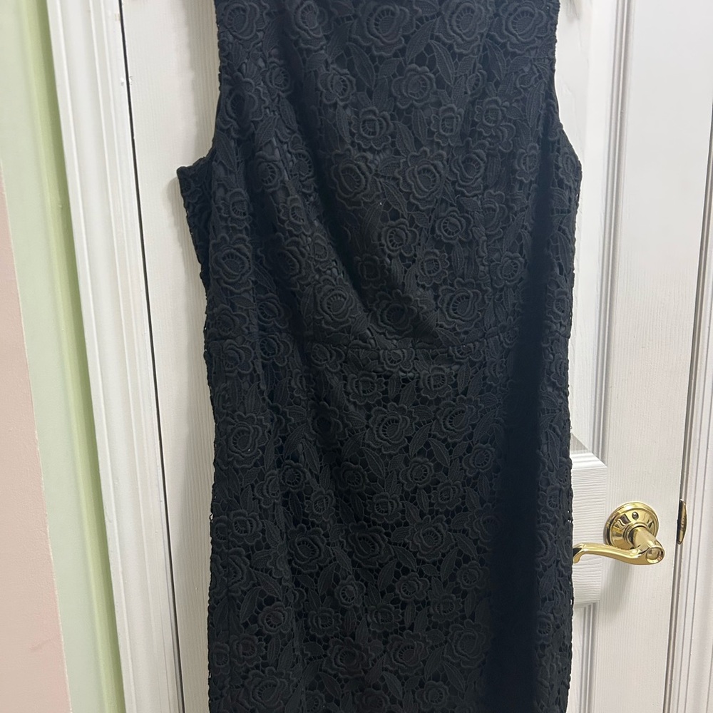 Talbots Black Floral Lace sophisticated elegant  Midi Dress